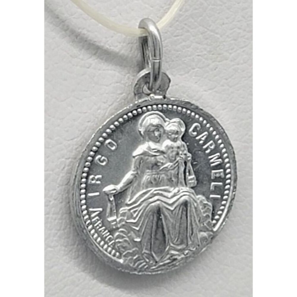 Virgo Carmeli Sacred Heart of Jesus Catholic Medal France Silver Tone Vintage